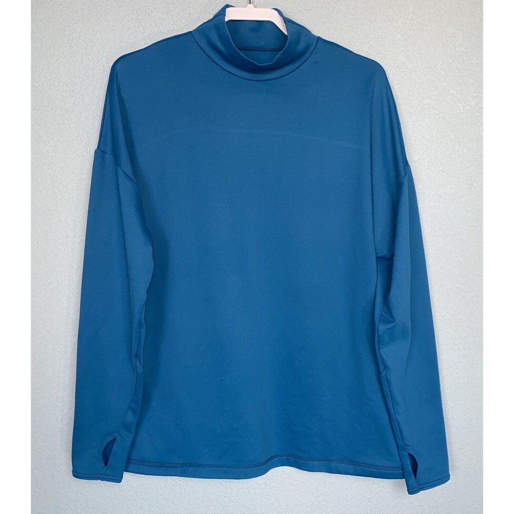 Sweaty Betty Women Size L Blue‎ Therma High Neck Running Top Sweater Base Casual
